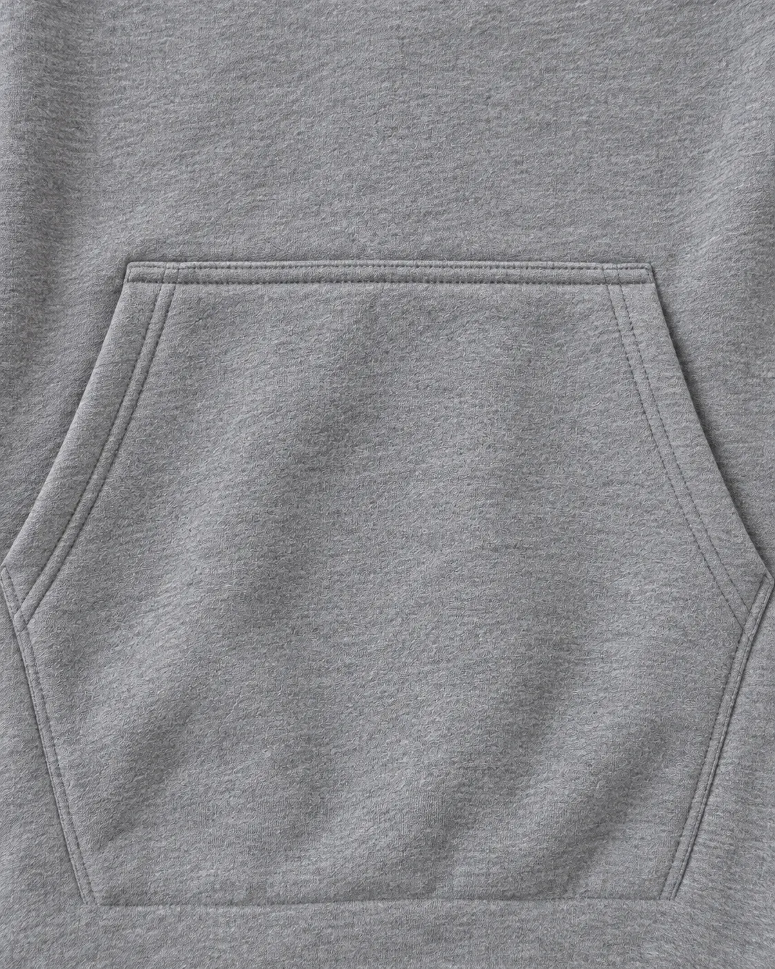 Sudadero de promoción gris, detalle de bolsa canguro
