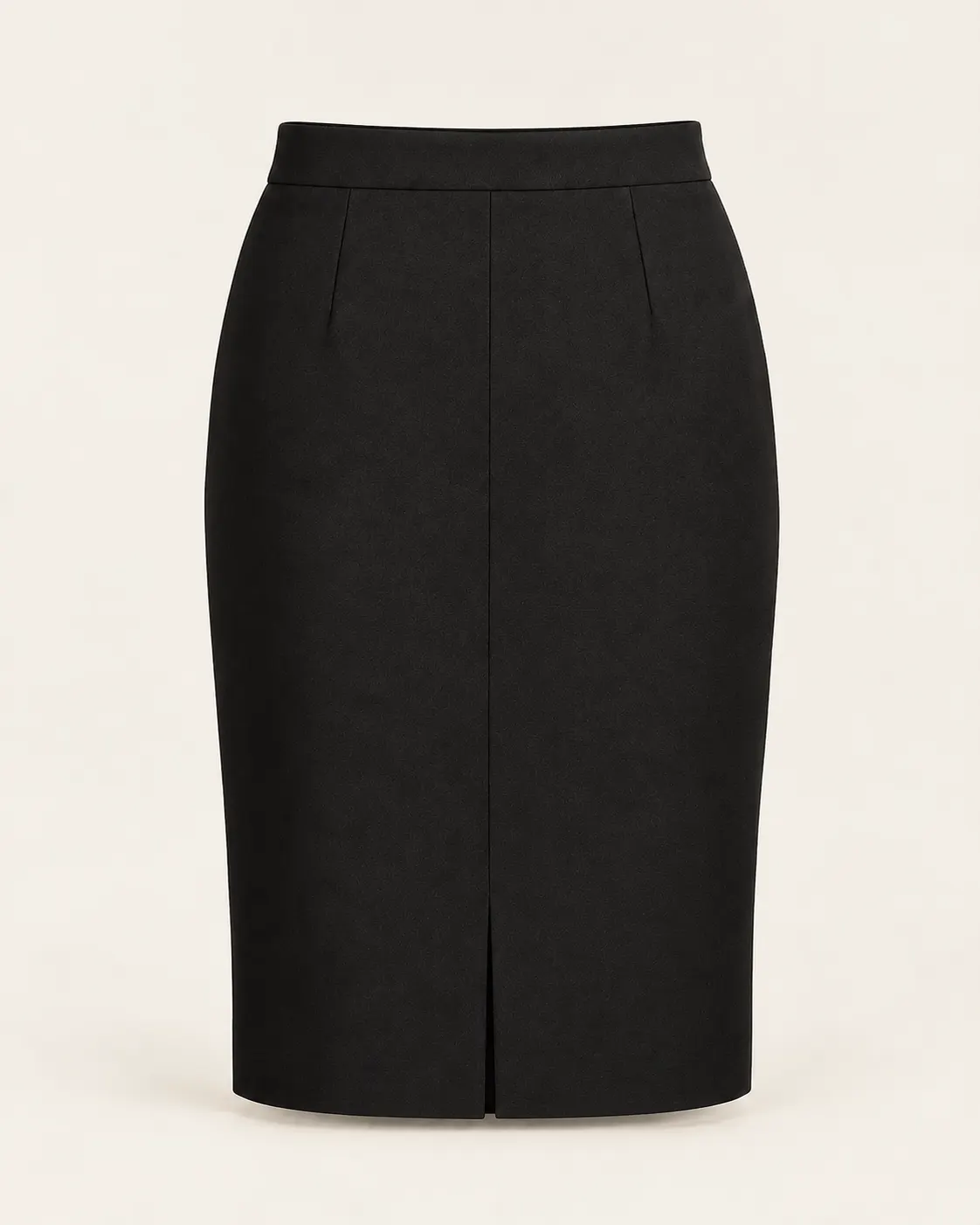 Falda recta formal negro, vista de espalda